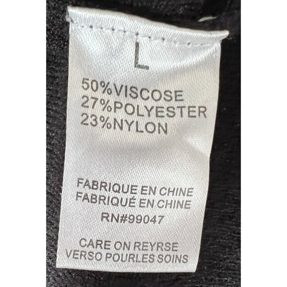 Fleur De Lis Black Long Sleeve Tunic Sweater With Zipper Detail Size L Soft - Picture 6 of 7